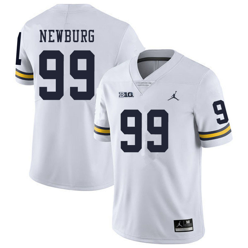 Men #99 Gabe Newburg Michigan Wolverines College Football Jerseys Sale-White